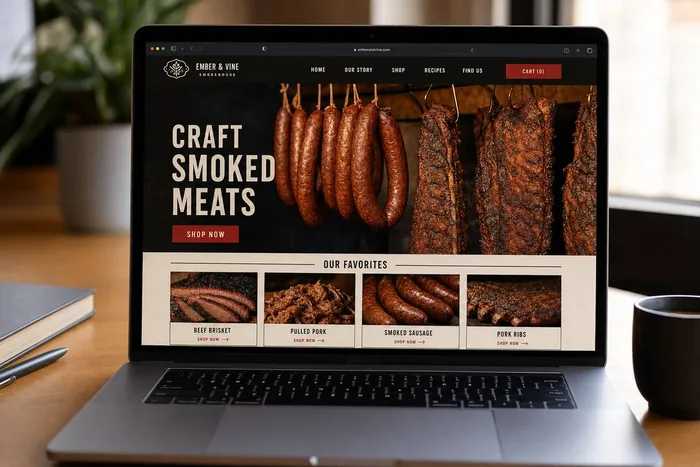 Sample smoked meats brand website design by Next Level Meats
